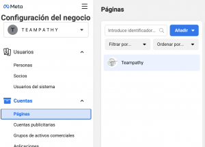 Agregar paginas de facebook a Business Manager.